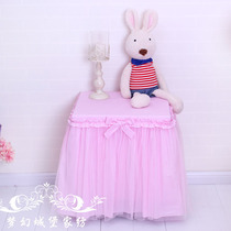 Princess beautiful cotton gauze bedside table cover stool cover table cover tea table cover dust cover