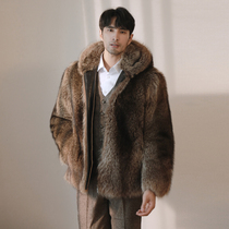 JANKOLN North American imported raccoon fur fur fur fur coat male hooded mink fur fur blade winter