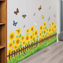 Wall Decoration Flowers Cover Ugly Stickers Kindergarten Children Room Bedroom Living Room Wall Stickup Skirting skirting Self-adhesive Wall Sticker