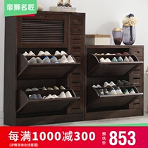 Solid wood shoe cabinet home door large capacity ultra-thin shoe cabinet entrance door into the home locker simple modern hall cabinet