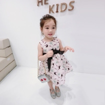 Girls princess dress Summer childrens high-end custom silk embossed three-dimensional small butterfly female baby vest dress