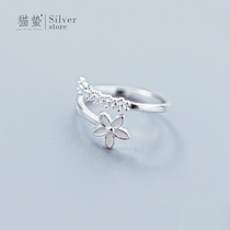 Cat Jellyfish S925 Pure Silver Flowers Ring Female Japan-ROK Temperament Personality Brief About 100 Hitch Red Student Opening Index Finger Ring