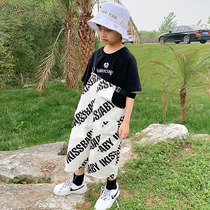 Big boy fried street pants summer thin ice silk trousers 2021 new childrens clothing summer boy strap pants