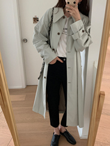 (JUSLIN) light and thin cotton sharp neck banana sleeve early Autumn Classic Belt long windbreaker