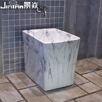 Jingyan Marbled art mop pool Balcony square ceramic washing mop bucket Table control automatic water mop pool