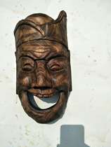  Wood carving Nuo carving Nuo drama Nuo God Nuo mask Face mask grimace face Nuo dance Nuo sacrifice faceless 30cm