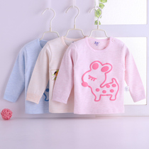 Baby cotton one-piece autumn coat Baby color cotton underwear top Newborn children shoulder buckle round neck long sleeve base shirt