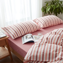 Wash cotton cotton pillowcase pure cotton pure color plaid pillowcase large female students 48 * 4cm single pair