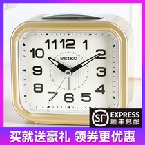 Seiko alarm clock students use modern simple super loud square alarm clock silent bedside luminous QHK028