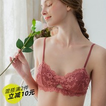 Thin small bra triangle cup girl without steel ring underwear European and American lace sexy French Lady bra set