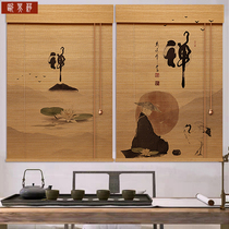 Bamboo curtain curtain roller curtain Chinese style bamboo curtain Door curtain partition Balcony Living room Tea room Chinese Fugu shading and shading
