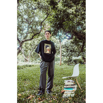 TUYUE Coated Moon Original Black Silk Light Cotton Small Neckline T-Shirt Short Sleeve Loose Frida Art T No Gender Wear