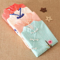 Girls cheongsam summer Chinese style childrens lace short-sleeved princess dress little girl Chinese Hanfu big child robe