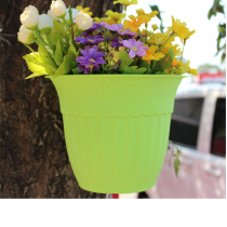 Single hole wall-mounted pot flower pot plastic new color with adhesive hook fence railing hanging pot family planting flower potted green plant