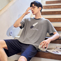 Sleepwear men Summer short sleeve Modale can be outside wearing a thin section of casual summer ice silk mens home suits suit