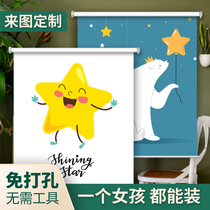 Fu Tiffin Curtain Kitchen Bedroom Childrens Room Toilet Bathroom Free Punch Installation Cartoon Personality Roller Blinds F46