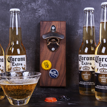 Net red the same beer bottle opener Wall refrigerator stickers solid wood personality creative bottle opener suction stone screwdriver wrench