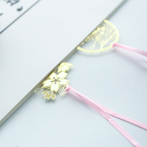 Cherry Blossom Metal Hollowed-out Bookmark Clips Classical Middle Country Wind Creativity Stationery Page Clip Style Mini Art Bookmarking