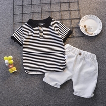 Childrens summer suit 2021 New Baby Baby childrens summer short sleeve outer clothing two-piece 1-3 years old