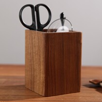 Black walnut solid wood pen holder office desktop creative decoration large-capacity pen holder Nordic wooden desktop storage box