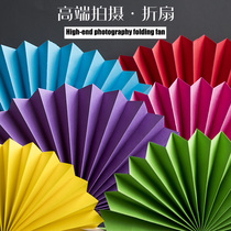 Folding Fan Props Solid Geometric Background China Wind Harp Paper Props Shake Sound Photography Pendulum Beat Background Paper Fan