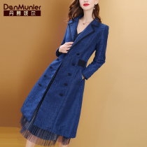 Danielle trench coat womens long small man 2021 autumn clothes New slim temperament over knee coat coat