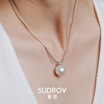 S925 Sterling Silver Single one big pearl necklace female neck chain choker fashion short sweater chain for mother