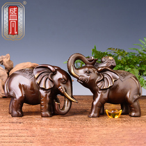 Sheng fan Elephant Pendulum Pieces Bronze Elephant auspicious Ruyi Absorbent Elephant Brass A Pair Of Mascots Living Room Genguan Adornment