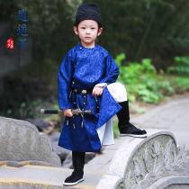 Puppet Ding Original Children Hanfu Mens Wear Mens Wear Round Neck Dress Girls Chinese Style Ancient Clothes Spring and Autumn