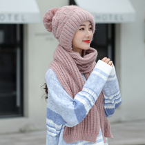 Wool hat children Joker scarf hat two-piece one-piece knitted hat warm in autumn and winter plus velvet thickened windproof hat