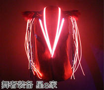 Pink angel ladies male singer stage costume led men dj sci-fi space suit fluorescent wings performance costume