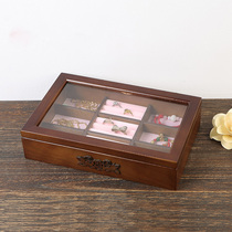 Portable high-grade precious jewelry storage box wooden jewelry box small retro Chinese style hand decoration storage box female