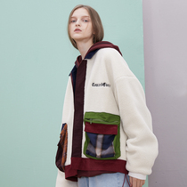 CONCORD short large pocket lambskin jacket mens winter ins trend Korean version ruffian handsome net red loose top