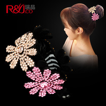 Ball head curler headgear Korean hair card floral headdress grab clip elegant temperament flower hairclip female back top clip
