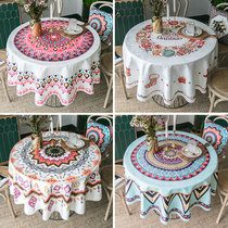 Ethnic style round table cloth Round waterproof Southeast Asia Bohemian style retro Yunnan Lijiang size round table tablecloth