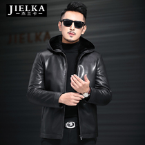 Henning genuine leather male head layer Fetal Calf Leather large coat Mink Liner Fur Coats Manhood Male Short-to-cap jacket Male middle-aged