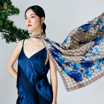 WOO Yulan Yingxin womens silk silk printed scarf spring and summer all-match cashmere large square scarf thin shawl