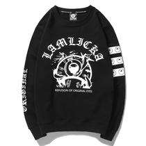 Hong Kong Tide Hong Kong Wind Devil Eye Ball Letter Print Pullover Long Sleeve Sweater Men Street Hip Hop Loose Top