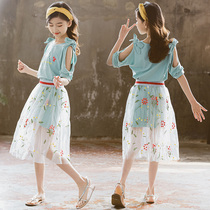 Girls' fashionable dress The new children's dressing suit skirt in summer The children's short-sleeved net princess skirt
