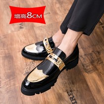 Korean version Inslem hairstylist Leather Shoes Thick bottom inner heightening 8CM Night field 10CM Bullock One foot Lazy Man Shoes