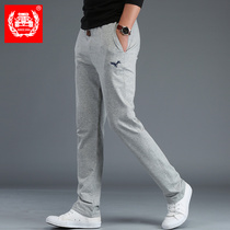 New mens autumn thick sports pants mens pants elastic pants knitted loose straight tube breathable casual trousers