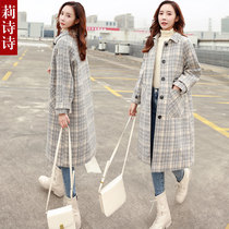 Plaid woolen coat womens mid-length 2021 popular coat college style Korean spring and autumn woolen little man