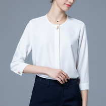 White shirt womens seven-point sleeve professional wear fashionable design sense niche shirt white collar interview business tooling autumn wear