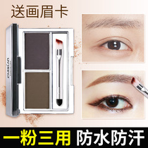 Katsulan double effect eyebrow powder waterproof anti-perspiration lasting no decolonizing seal eyebrow powder beginners painting brow with eyebrows and sending brow cards