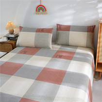 Pure cotton old coarse cloth bed linen full cotton cute card ventilation by single three sets double thickened tatami pit single