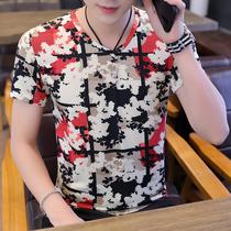 Summer short-sleeved T-shirt Korean top Mens fancy sleeveless mens youth trend mens clothing