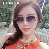 2021 new fashion borderless brown sunglasses street shot net red womens sunglasses anti-uv Korean version of retro glasses