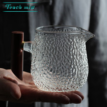 Touch Miss Anti-scalding single road cup glass thickened Japanese wooden handlebar hammer heat-resistant male Cup kung fu tea set