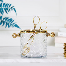 Nordic Wind Import Artisanal Gold Brass Transparent Glass Red Wine Champagne Ice Bucket Lavish Wine With Ice Clips