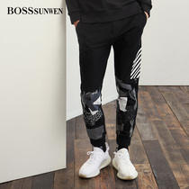 BOSSsunwen BOSSsunwen mens spring slim drawstring thin casual pants small feet pants Wei pants mens pants
